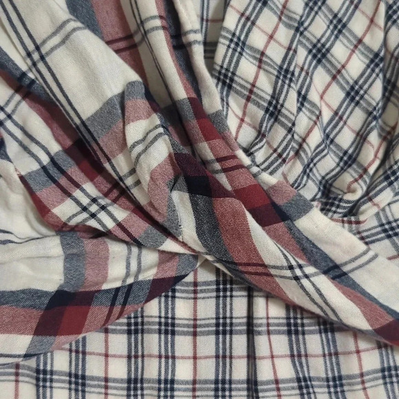 Abercrombie & Fitch Wrap Front Flannel Shirt, Color White/Red/Blue Size XS - Picture 7 of 16